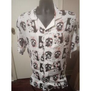 New Friday the 13th Mens Jason Voorhees AOP Button Down Shirt Large L